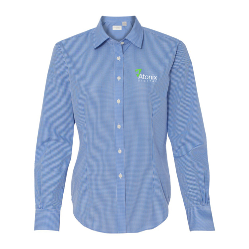 Ladies Van Heusen Gingham Shirt:Periwinkle